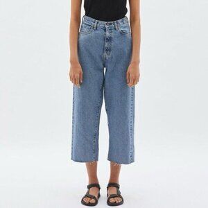 Bassike High Rise Wide Crop Jean in Worn Out Size 26